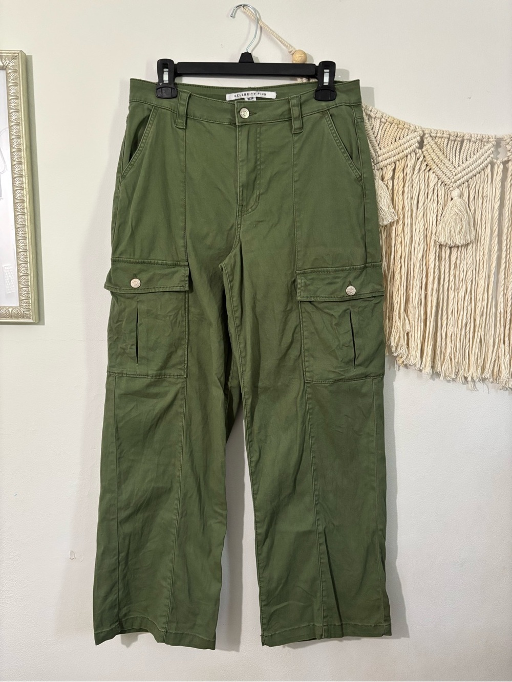 Celebrity Pink Olive Green Women's Cargo Pants - Utility Pockets